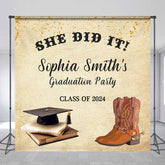 Lofaris She Did It Class 2024 Cowgirl Custom Grad Backdrop